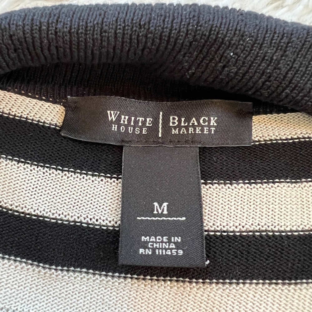 WHBM Women Cardigan Medium Silk Blend Long Stripe Ruffle Romantic 15765x - Picture 3 of 7